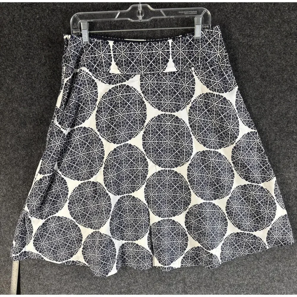 The Limited Skirt Women 12 White Geometric A-Line Midi Lined Mid Rise Casual
